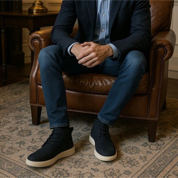 New IZOD 10 Palmer Men Chukka Boots Black Leather Round Toe Lace-up Shoe Sneaker main image 5
